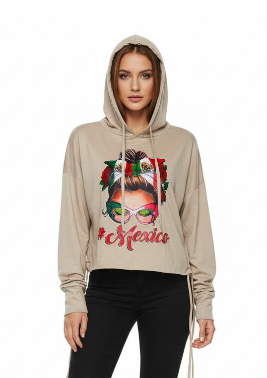 Triblend Cropped Long Sleeve Hoodie